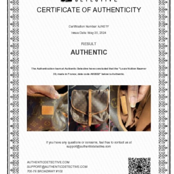 Louis Vuitton Saumur 35 Authentic 90'S Vintage Monogram Crossbody with COA - Picture 16 of 16